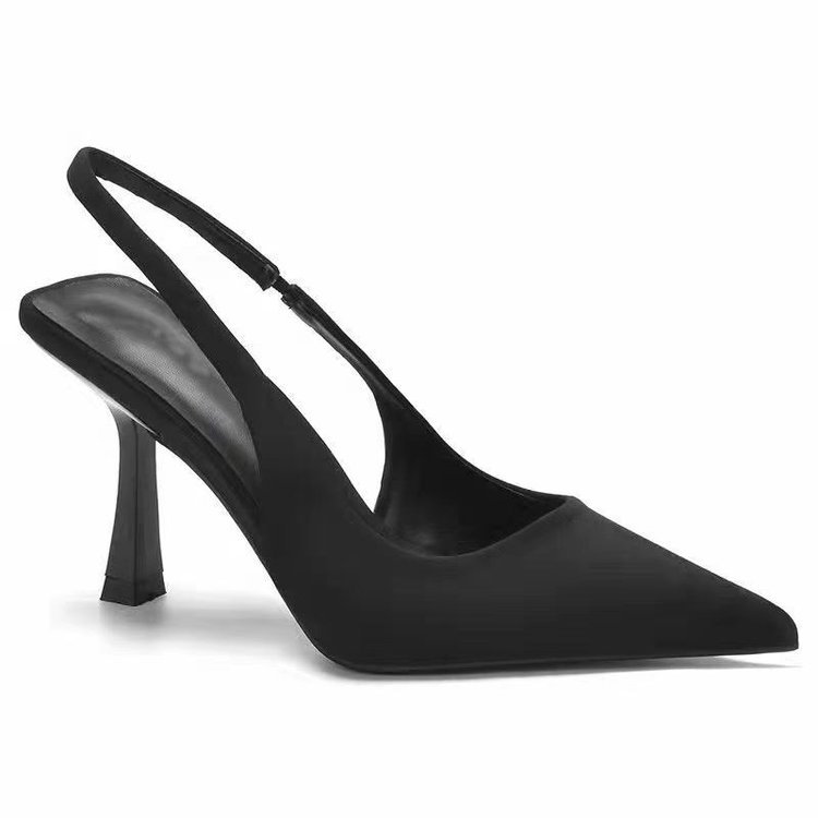 AMANDA slingback pumps in satin crepe and rhinestones Black | Womens Slingbacks