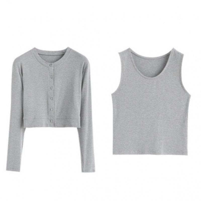 cardigan in wool and silk Gris Chine | Womens Knitwear