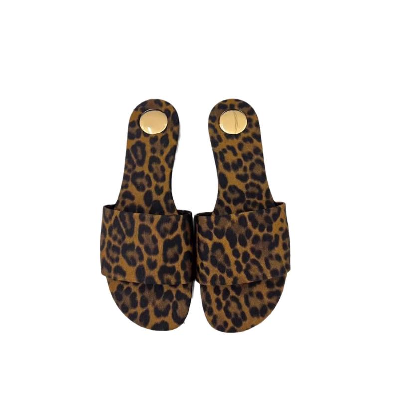 CARLYLE slides in leopard grosgrain Manto Naturale | Womens Flat Sandals