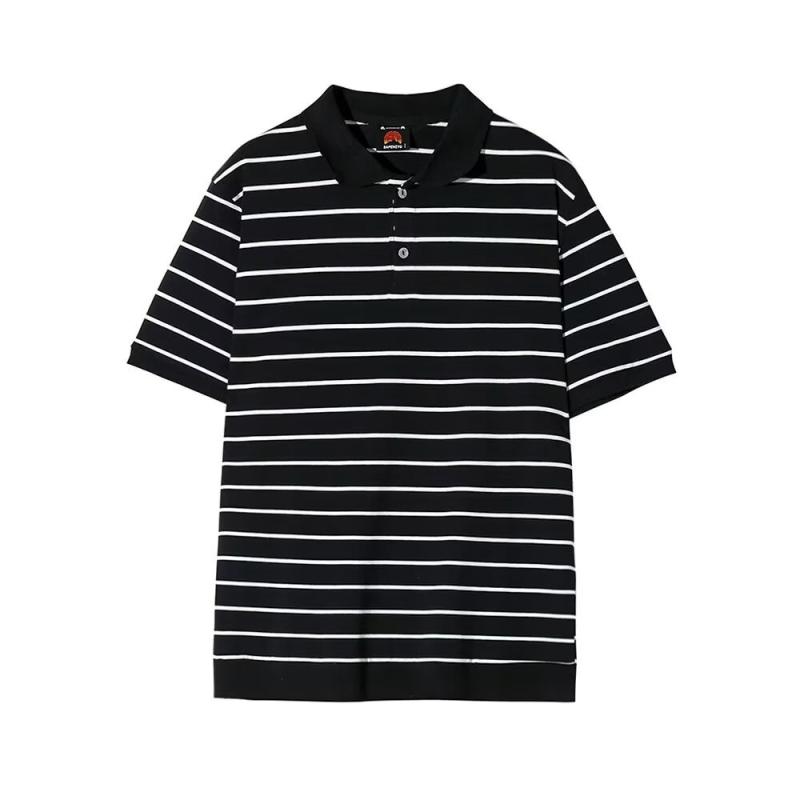 CASSANDRE POLO SHIRT IN STRIPED PIQUÉ Black And Naturel | Mens Jersey