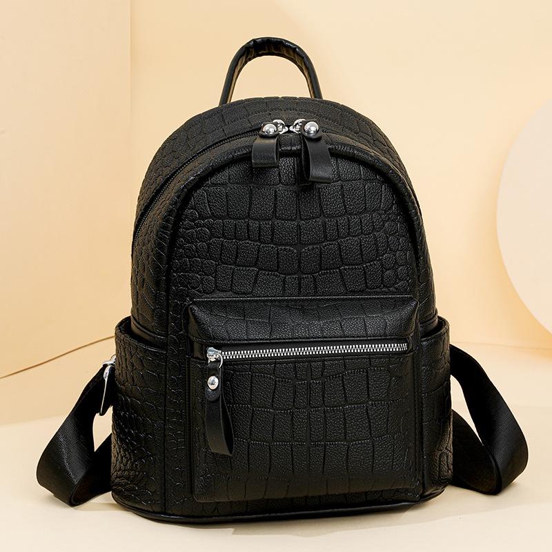 city backpack in CROCODILE-EMBOSSED leather Black | Mens Backpacks