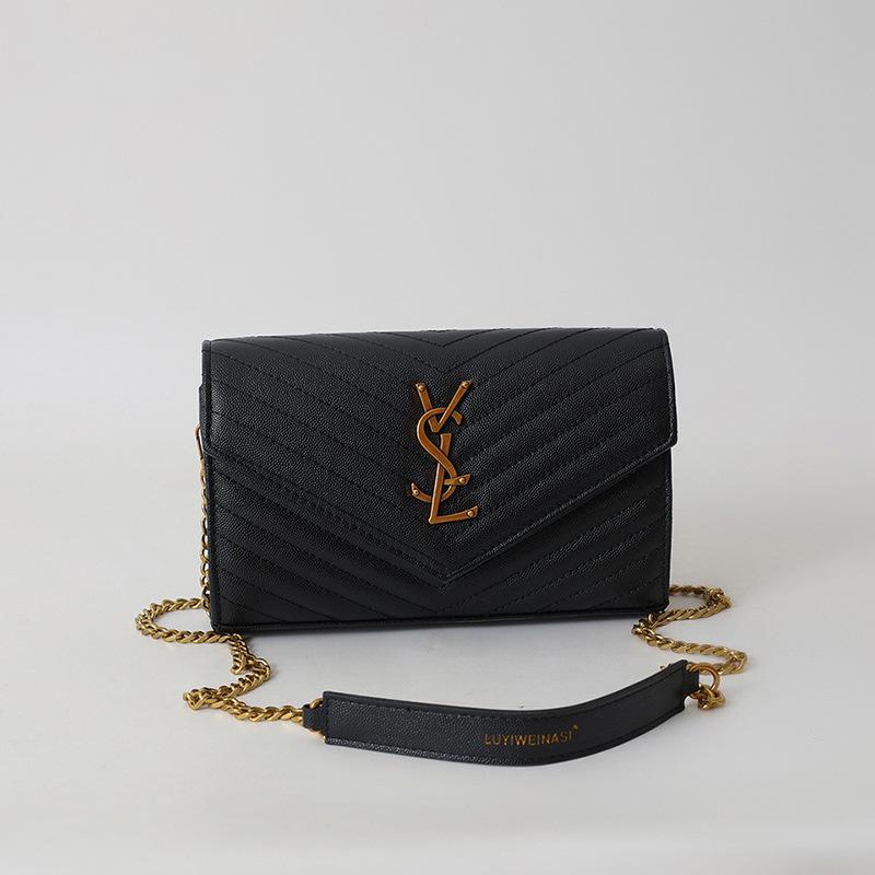 COLLEGE mini chain bag in shiny crackled leather Black | Womens Crossbody Bags