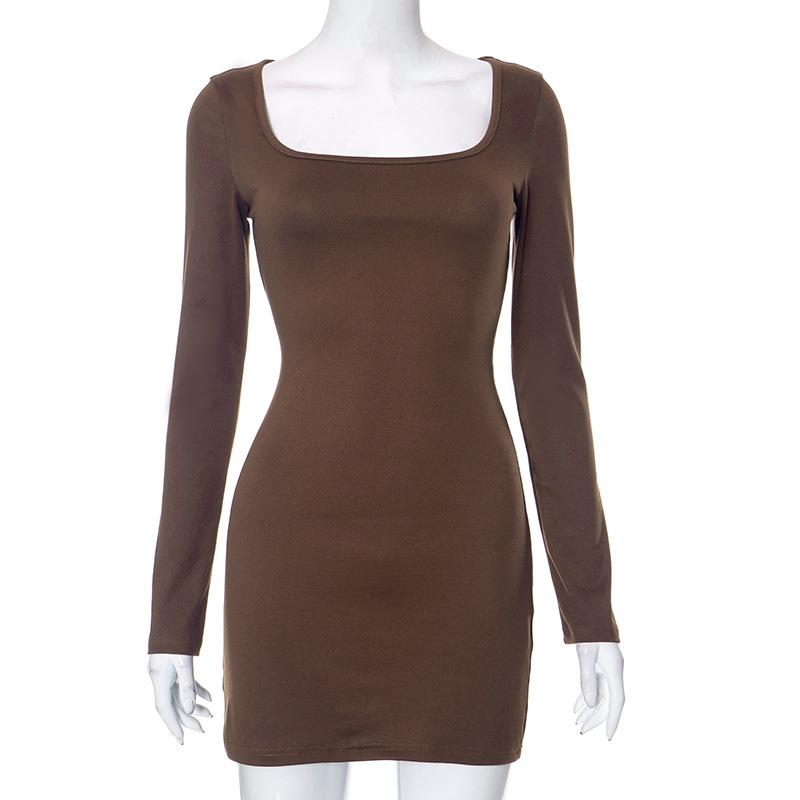 Décolleté Dress in Knit Chocolat | Womens Dresses And Skirts