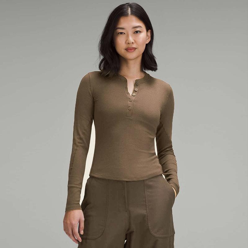 Henley Shirt in Knit Brown | Womens Knitwear