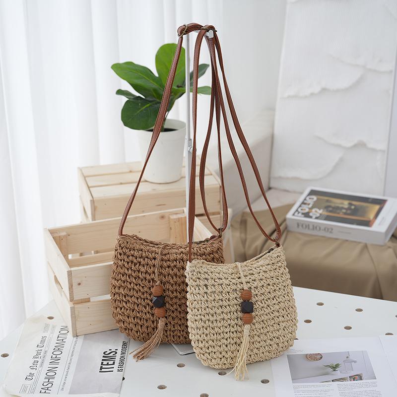 Le 5 à 7 mini in raffia Natural And Brick | Womens Mini Bags