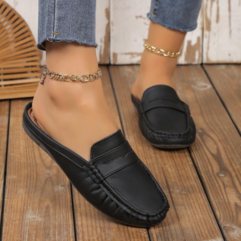 LE LOAFER penny mules in smooth leather Black | Womens Flats And Loafers