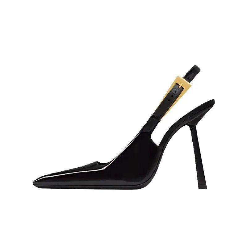 LEE slingback pumps in glazed leather Black | Womens Slingbacks