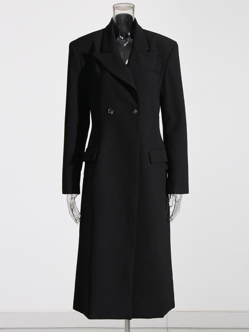 long coat in cashmere and wool felt Anthracite | Womens Leather And Coats