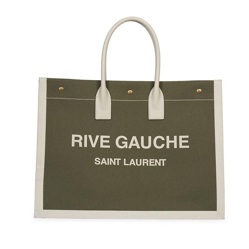 RIVE GAUCHE large tote bag in printed canvas and leather Lin Blanc | Mens Totes