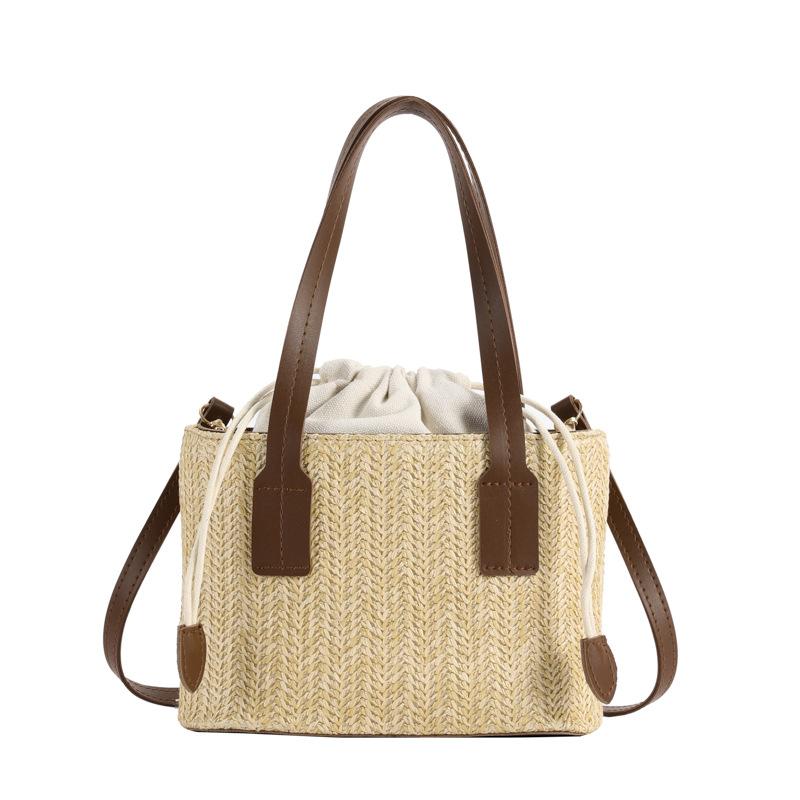 SAC DE JOUR medium supple in raffia and vegetable-tanned leather Naturel And Brick | Womens Top Handles