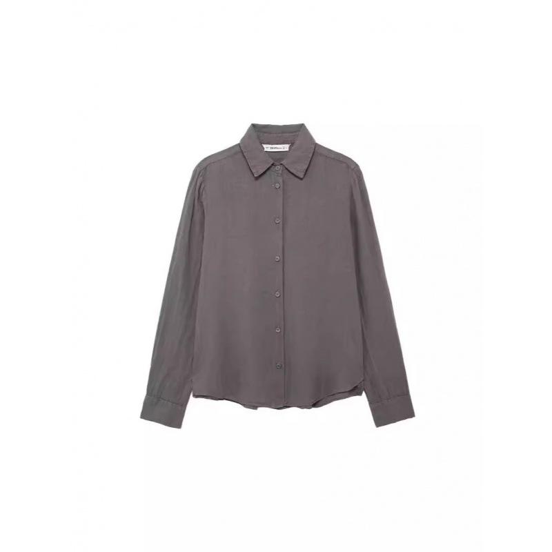 shirt in silk crepe muslin Marron | Mens Shirts