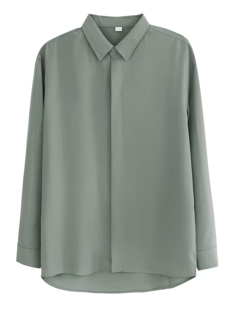 shirt in silk crepe muslin Vert | Mens Shirts