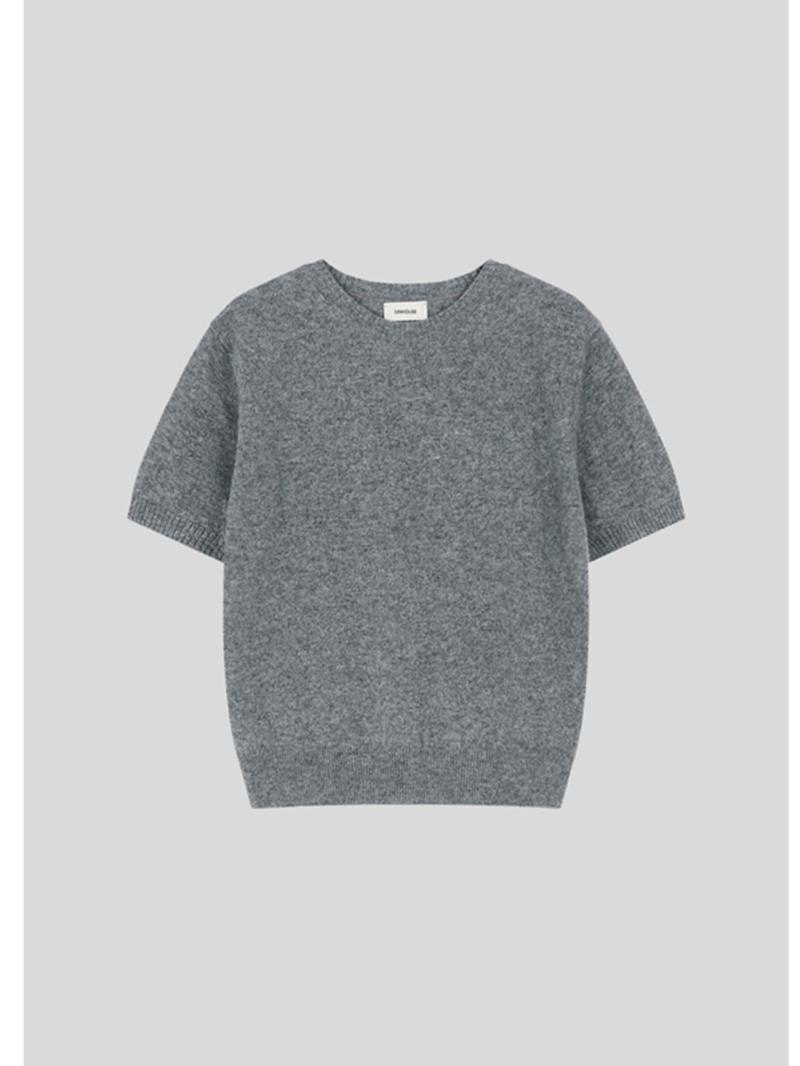 T-Shirt Sweater in Wool Gris Chine | Womens Knitwear