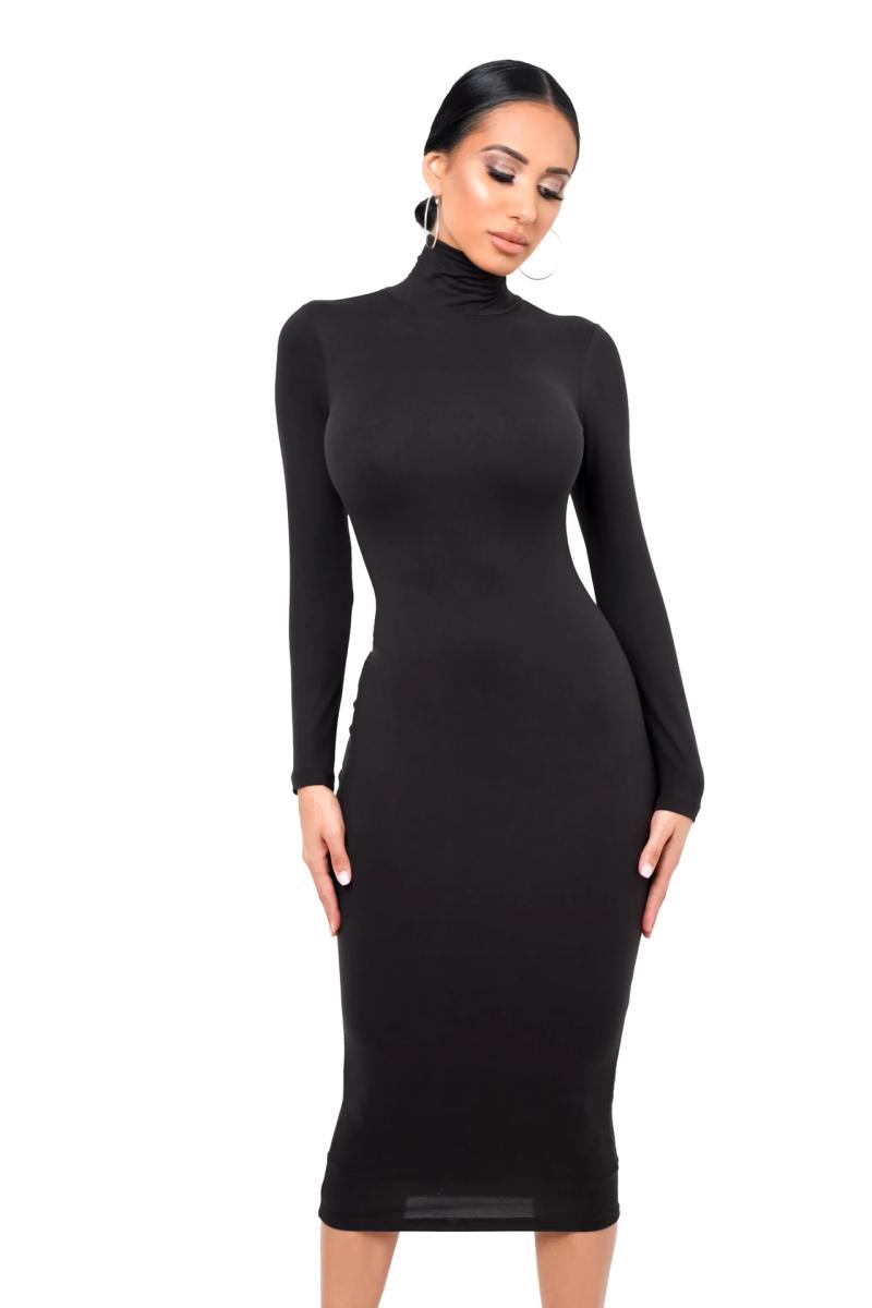 turtleneck dress in stretch jersey Black | Womens Dresses And Skirts