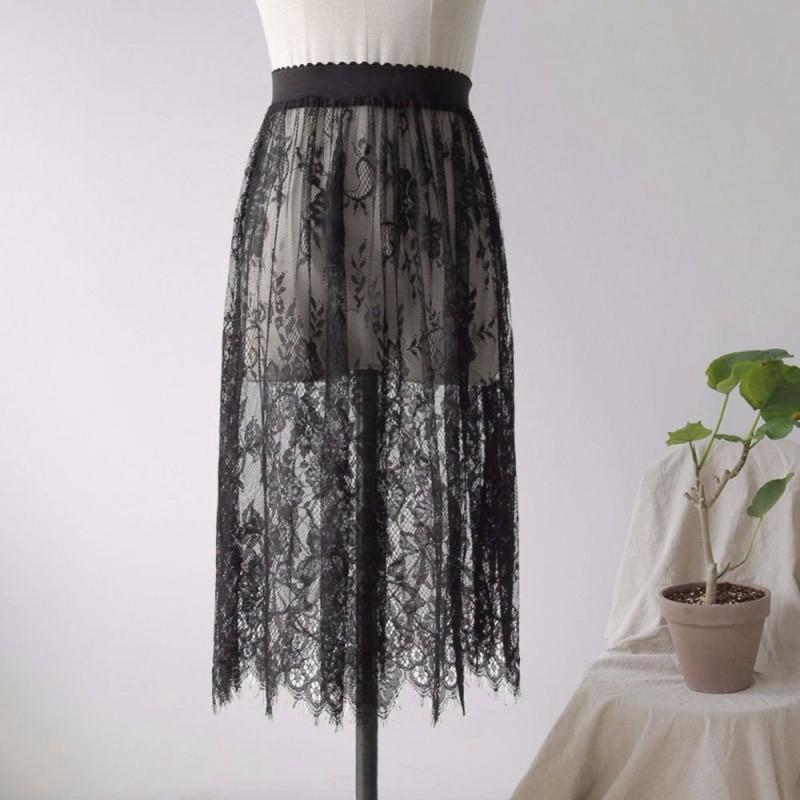 wrap pencil skirt in lace Black | Womens Dresses And Skirts