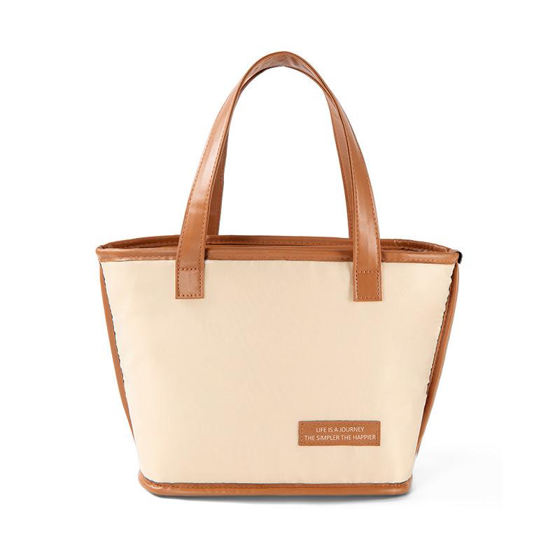 PANIER medium in vinyl and vegetable-tanned leather Oatmilk And Brown Gold | Womens Paniers And Totes