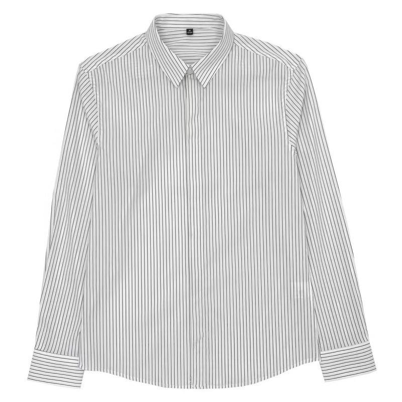 Shirt in Striped Silk Satin Craie Noir | Mens Shirts