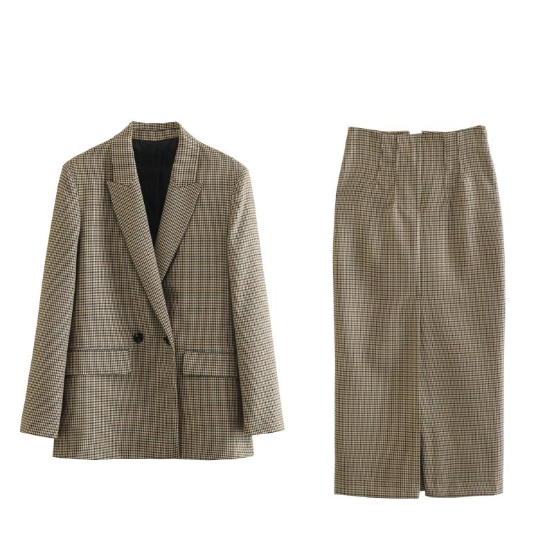 Jacket in Vichy Wool Beige, Black And Brown | Womens Jackets And Pants